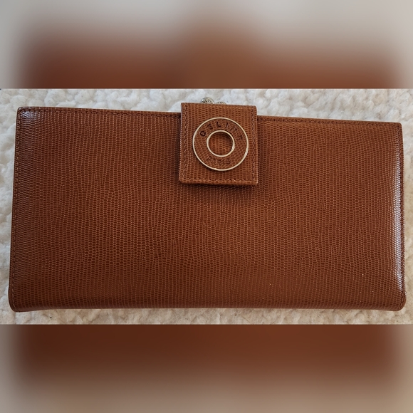 CELINE Kisslock Chestnut Leather Wallet RARE COLOR & HARDWARE VINTAGE - Picture 2 of 14